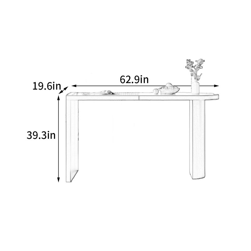Table de bar en cuir italien, H 39,3 po x L 62,9 po x l 19,6 po