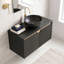 Meuble-lavabo mural 30 po en contreplaqué avec lavabo en céramique, portes doubles en sergé et armoire de rangement noir-136269273