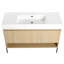 Meuble-lavabo 48 po avec lavabo en résine et armoire 3 portes, aspect moderne, couleur chêne, bois massif multicouche pour une construction solide et stable