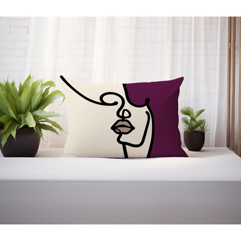 Coussin lombaire réversible intérieur / extérieur Jai Abstract, H 18 po x l 25 po, Mauve