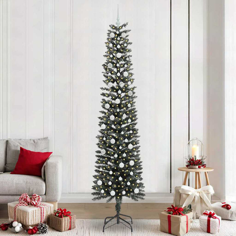 Artificial Christmas Tree with 300 LEDs Green, 7.87' H, White