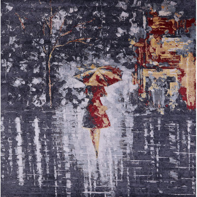 Tapis gris / rouge / jaune