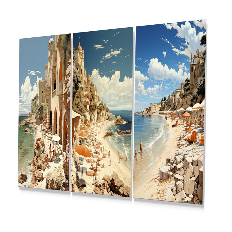 Beach French Riviera Reverie - Beach & Ocean Metal Prints Set Of 3, 28" H x 36" W