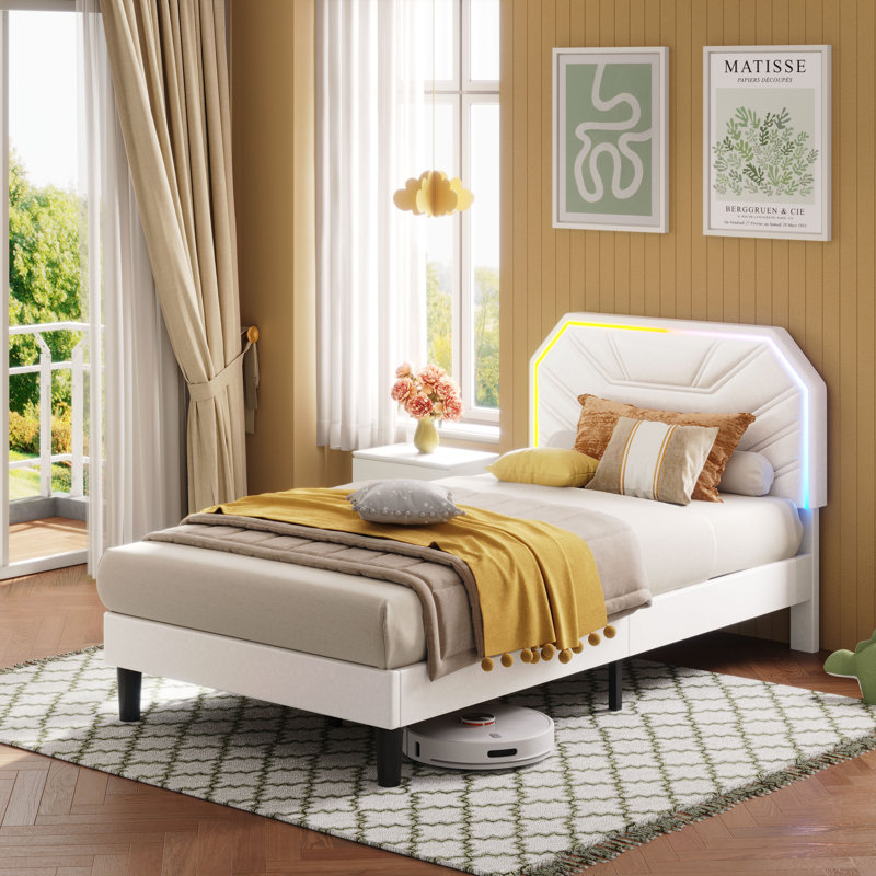 Bed Frames With Lighted Headboard, Twin, Pink