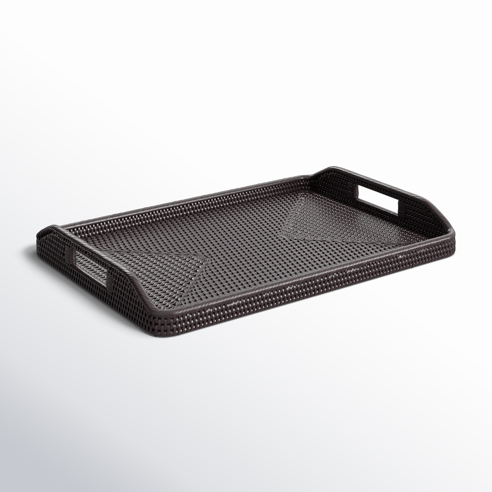 Grayton Rectangular Ottoman With High Handles Serving Tray, Tudor Black, 1" H x 17" W x 12" D