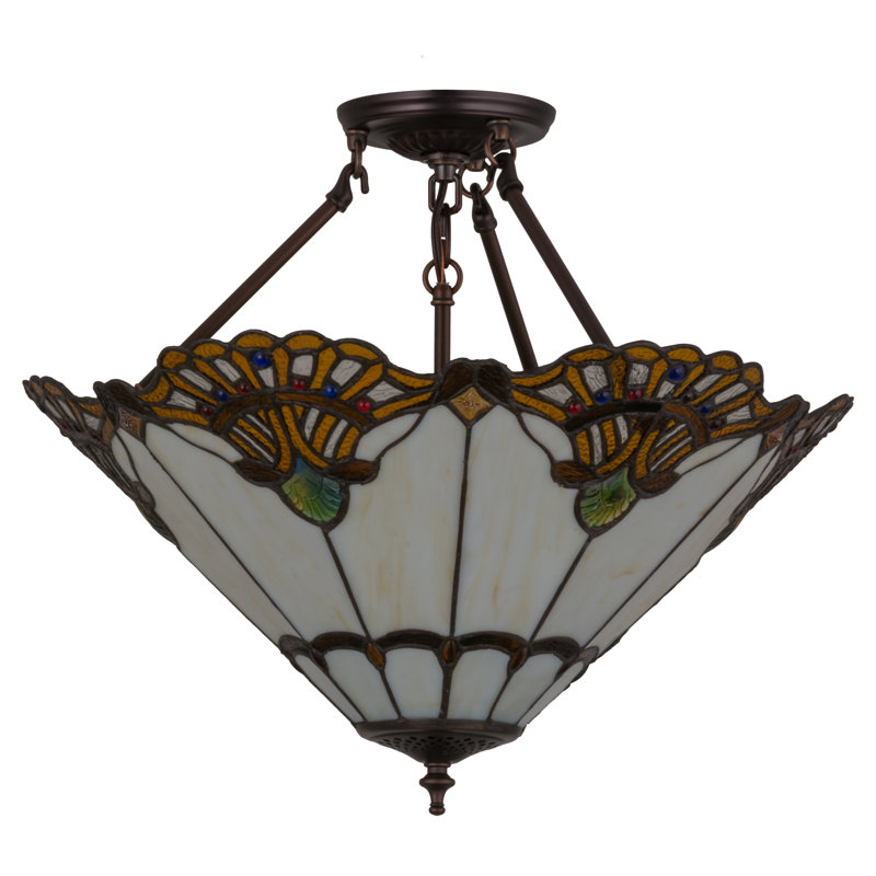 Luminaire suspendu 20 po avec coquille inversée Tiffany