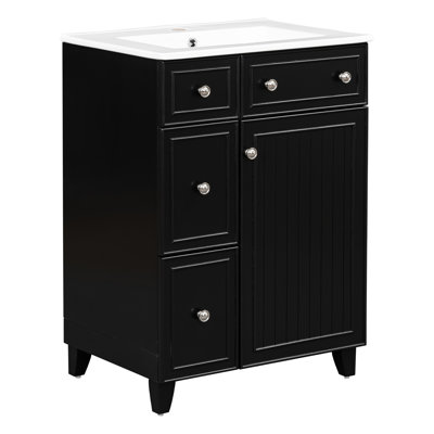 Meuble-lavabo de salle de bain avec lavabo en céramique 24 po - et utilisateur - Armoire de rangement fonctionnelle de 24 po