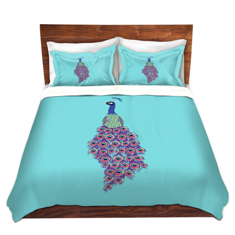  Ensemble de housse de couette Peacock, 1 housse simple + 1 taie standard, Rose