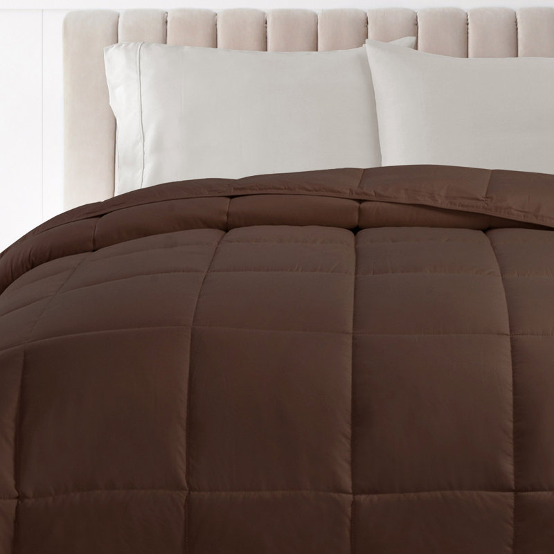Classic All Season Reversible Medium Weight Hypoallergenic Down Alternative Comforter, Chocolate, King Comforter