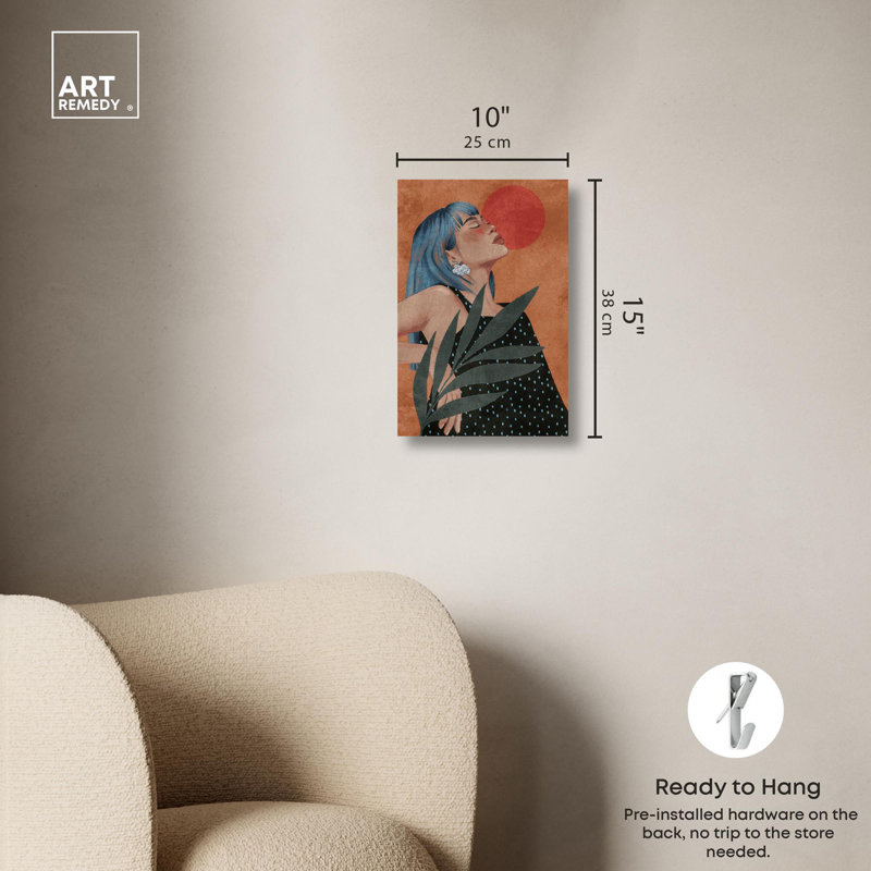 «Reed Moon Portrait Canvas Modern Boho Portrait Wall Art» par Art Remedy, Toile tendue, H 15 po x l 10 po