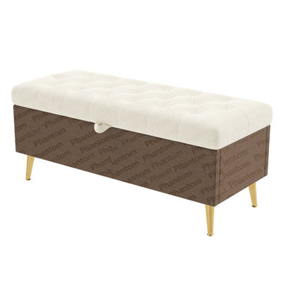 Modern Storage Ottoman Bench Upholstered Bedroom Bench Entryway Storage Ottoman Tufted Ottoman Bench For Living Room, Bedroom And Entryway, Beige