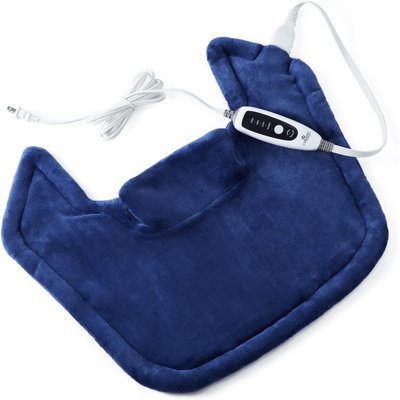 Large Electric Heating Pad for Neck, Shoulders & Back, Fast Heat Therapy Wrap with Auto Shut-Off, Soft Flannel, 22"x19"