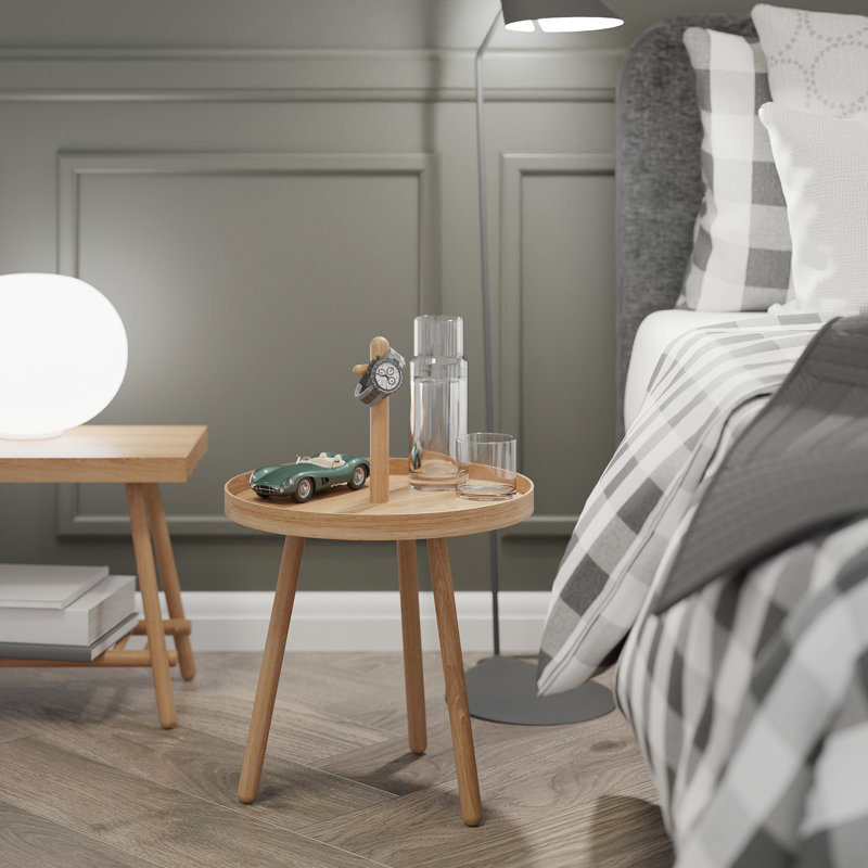 Bostic Round Side Table, Oak