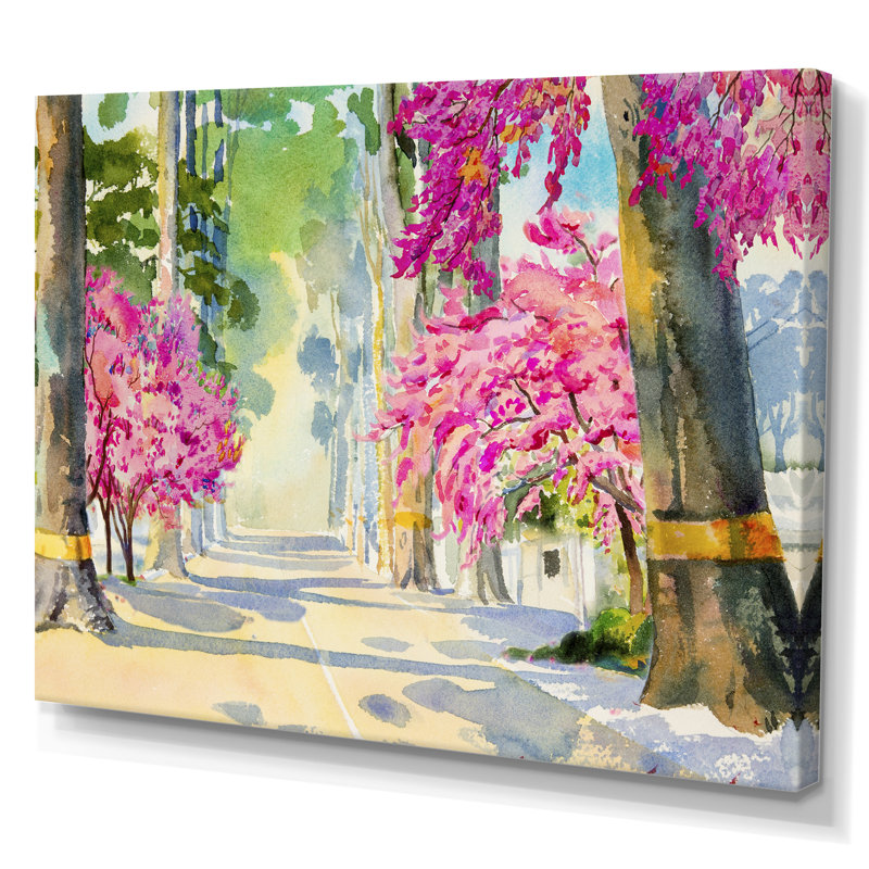 «Path To The Enchanted Pink Forest III», reproduction sur toile flottante, H 8 po x l 12 po x P 1 po, Toile tendue