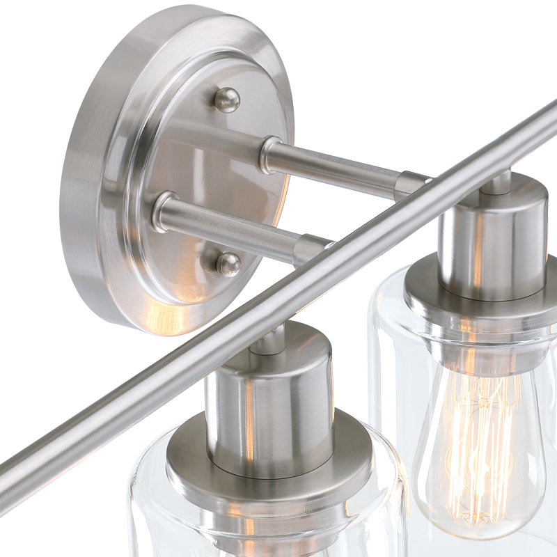4-Light Bathroom Light Fixture with Clear Glass Shade, Brushed Nickel