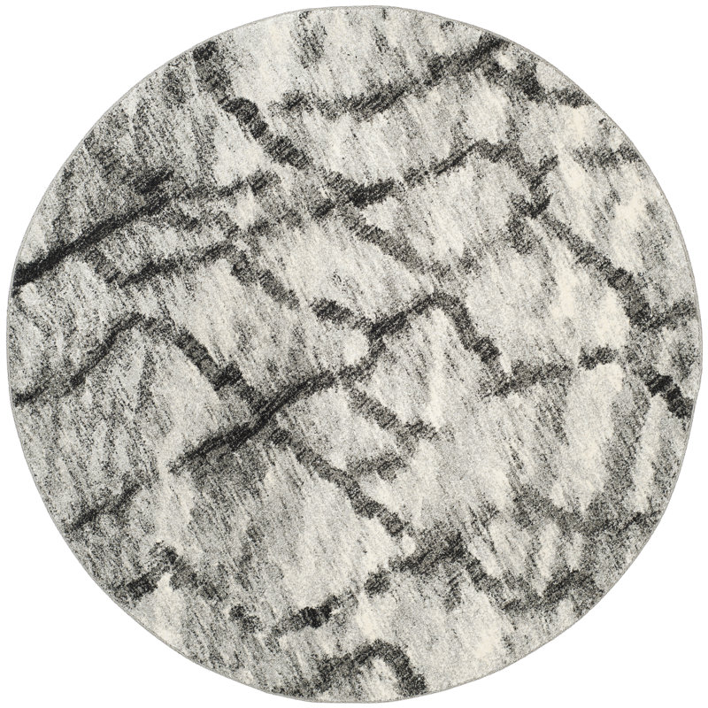 Tapis abstrait Retro 2144 Performance, Rond 6 pi, Gris