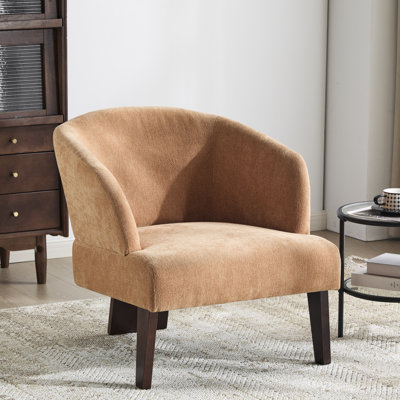 Méridienne orange d'inspiration Mid-Century avec revêtement doux et structure en bois franc, idéale pour les petits espaces de vie