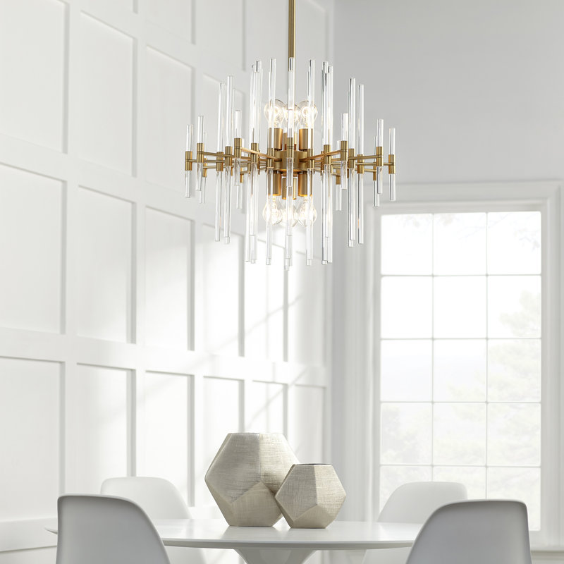 Quebec 6 - Light Geometric Chandelier, 24.75" H x 22.75" W x 22.75" D