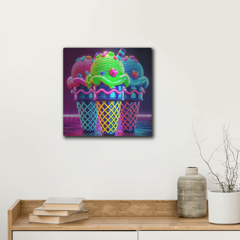  «Vibrant Ice Cream» par Rey Klimt, art mural en métal, H 12 po x l 12 po
