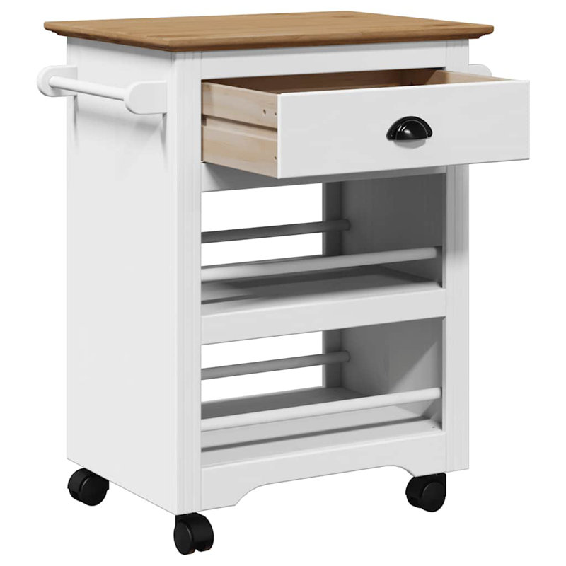 Kitchen Serving Cart, White/Brown