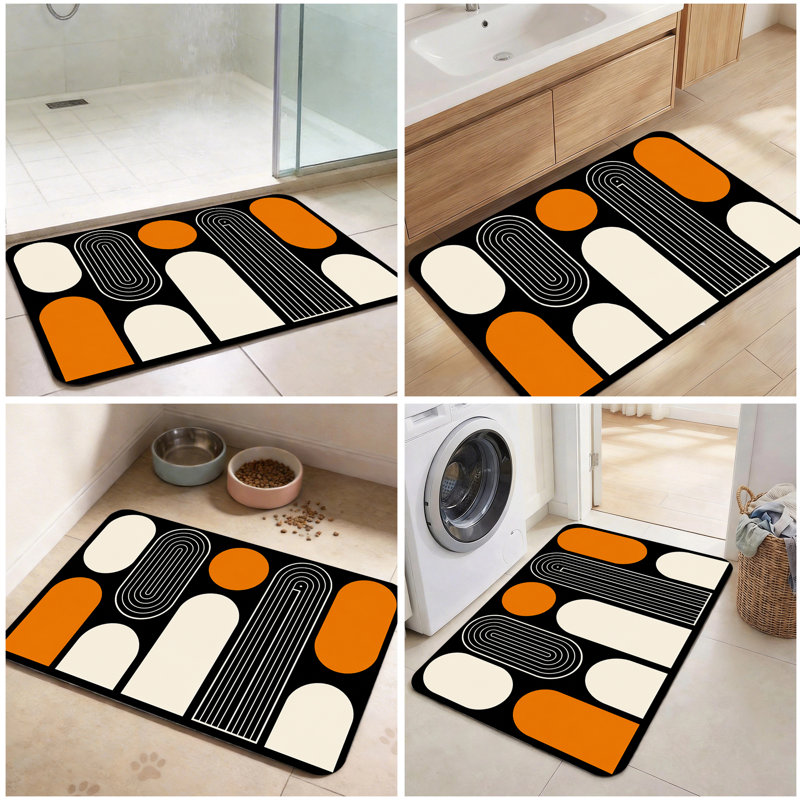 Thin Non Slip Bath Mats Machine Washable, Single - 24" L x 16" W
