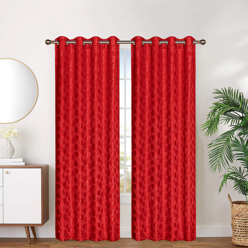 Ahana Room Darkening Curtain Single Panel, Burgundy