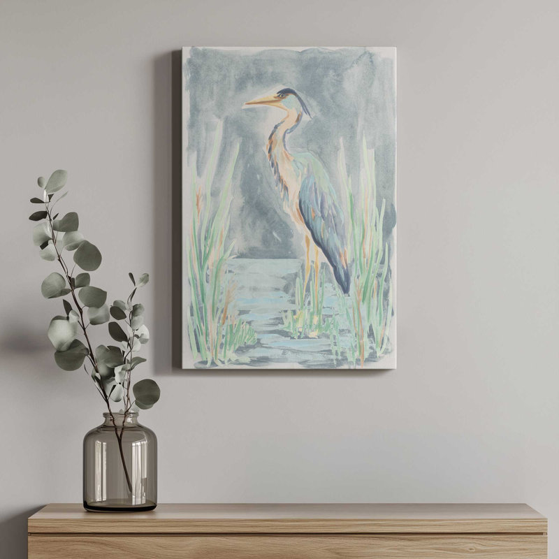 Reproduction d'art sur toile Teal Heron Lagoon II par June Erica Vess, H 16 po x l 12 po, Toile tendue, Ne s’applique pas