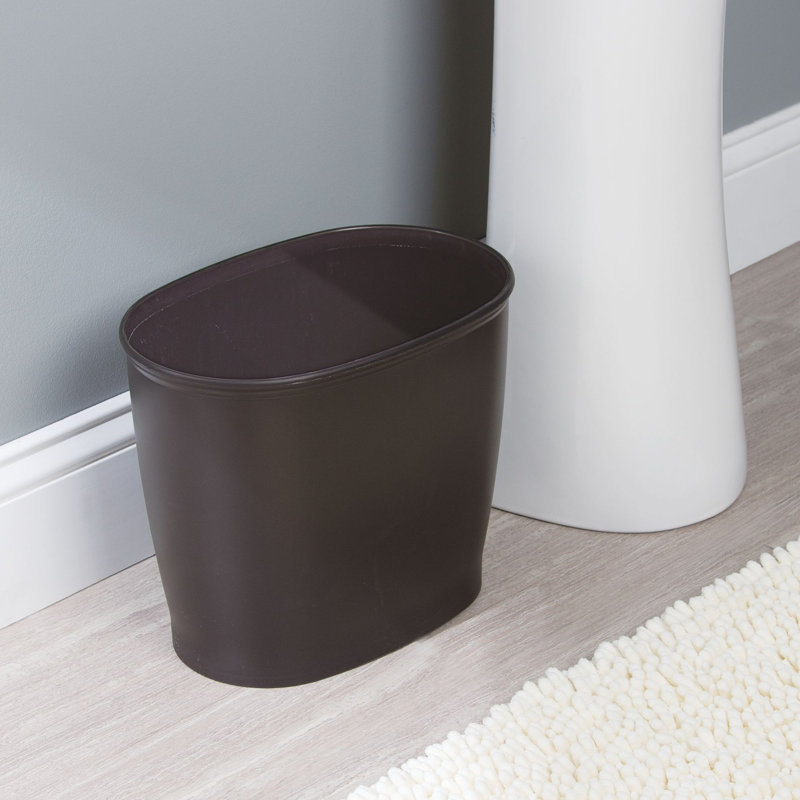 iDesign Kent Oval Waste Can, Trash Can for Bathroom, Bedroom, Office, Dark Gray