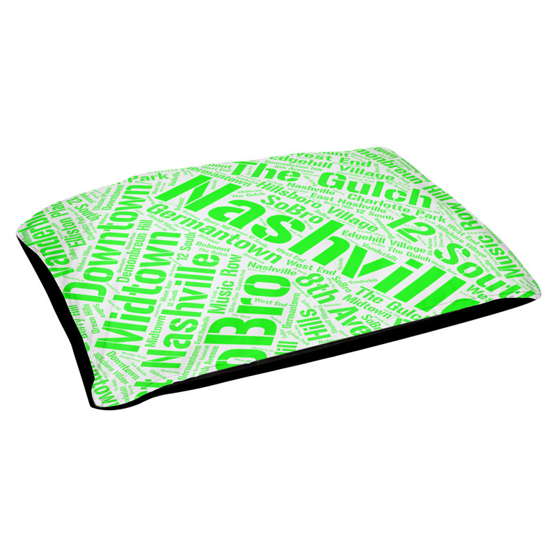Coussin de chien « districts », Moyen (H 9,5 po x l 28 po x P 18 po), Vert, Nashville
