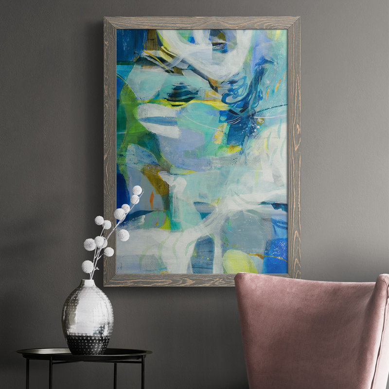 Marée basse encadrée sur toile, H 37,5 po x l 27,5 po x P 1 po, Encadré gris