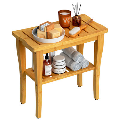 Tabouret de douche en bambou avec tablette de rangement, siège de douche imperméable pour spa, tabouret de douche pour l'intérieur de la douche, siège de salle de bain