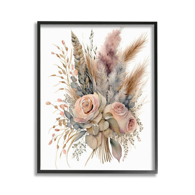 Boho Rose Pampas, art de la giclée encadrée par LSR Design Studio