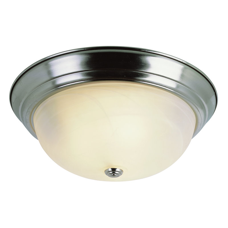 Duron Glass Flush Mount, Brushed Nickel, 6" H x 15" W x 15" D