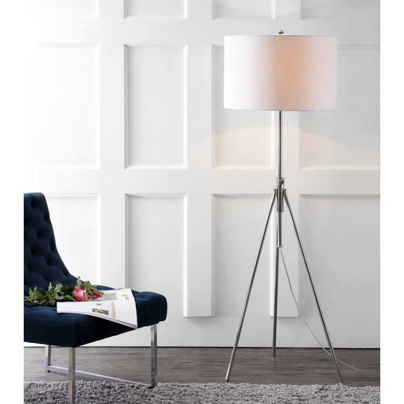 Georgijus 72'' Nickel Tripod Floor Lamp, White