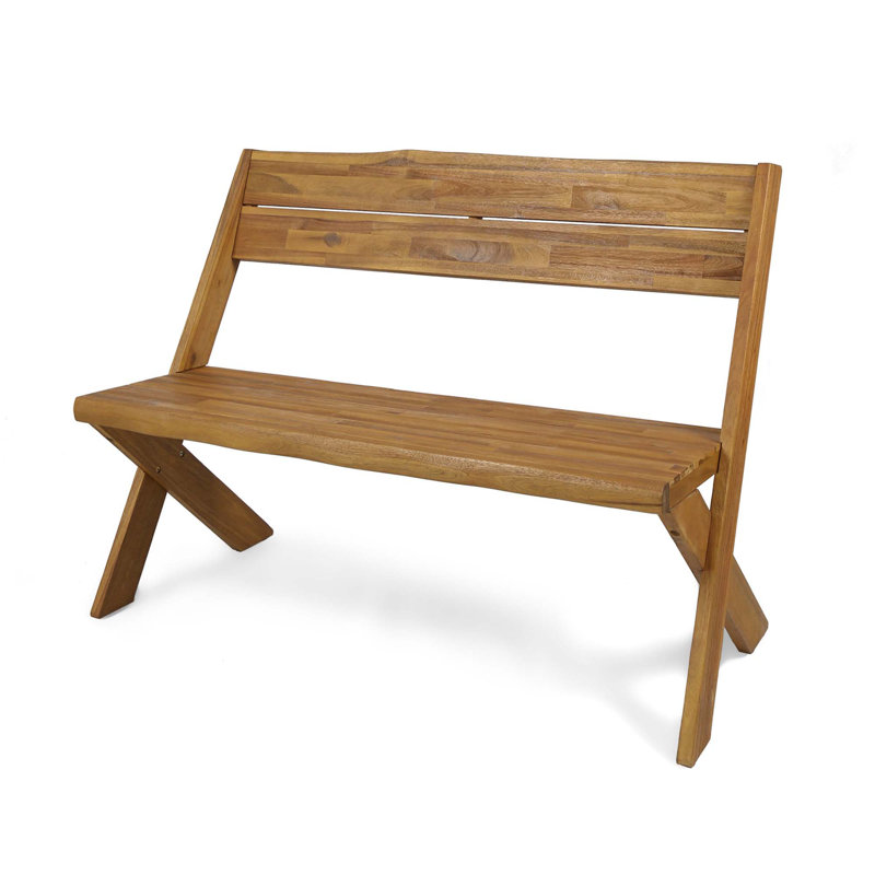 Heatherfield Solid Wood Outdoor Bench, Sandblast Teak