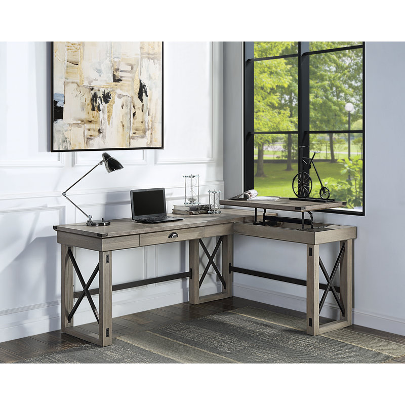 Devaansh Writing Desk With Lift Top, Light Gray