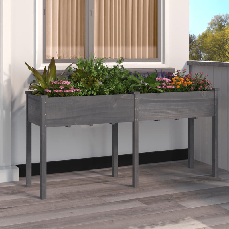 Otterson Wood Planter Box, 29.92" H x 63.39" W x 17.72" D, Gray