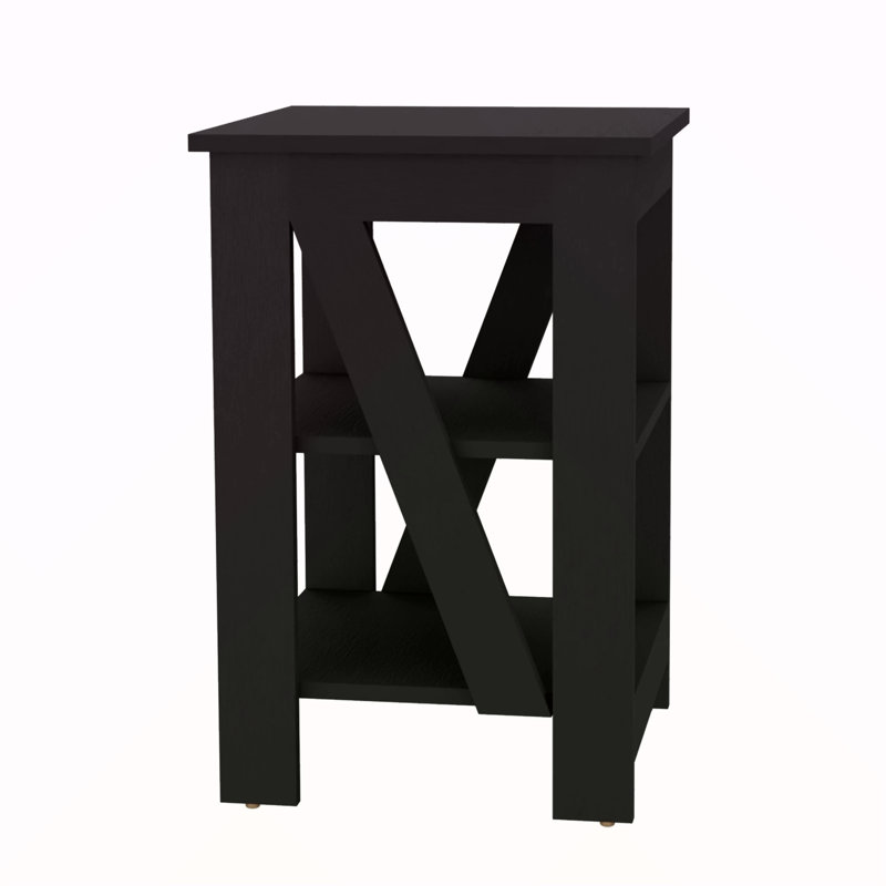 Table avec 2 tablettes, Noir