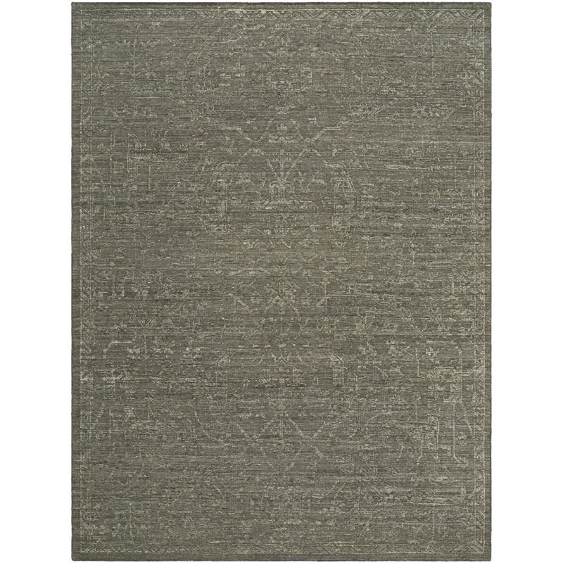 Iowa Hand Knotted Wool Oriental Area Rug in Gray, Rectangle 9' x 12'