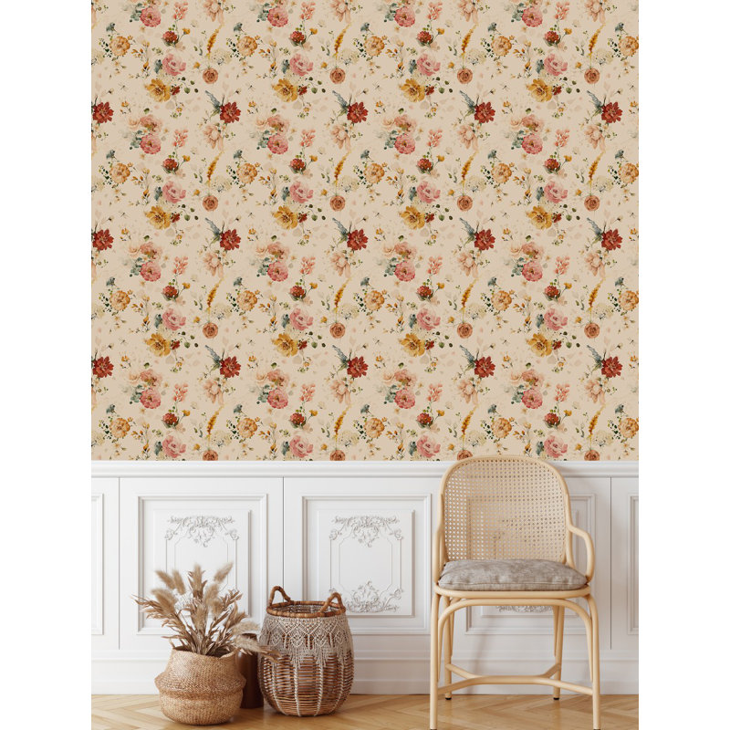 Peel & Stick Floral Tile, 2.08' W x 18.75' L