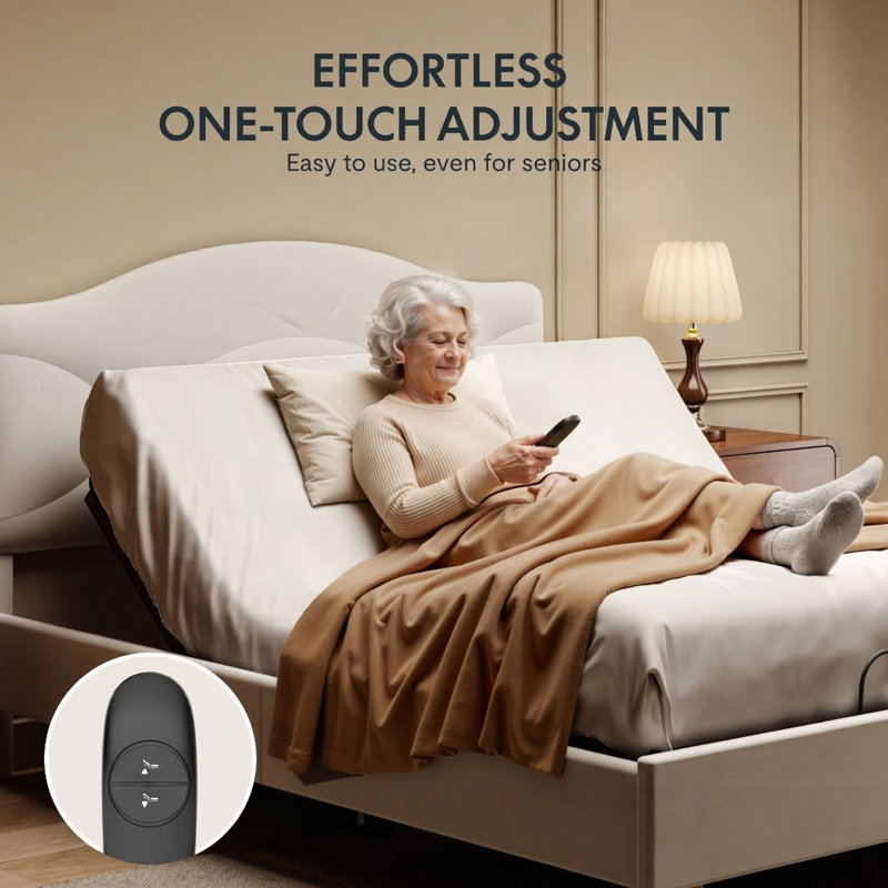 All-in-one Adjustable Bed Frame with Head & Foot Elevation, 800 lbs Capacity