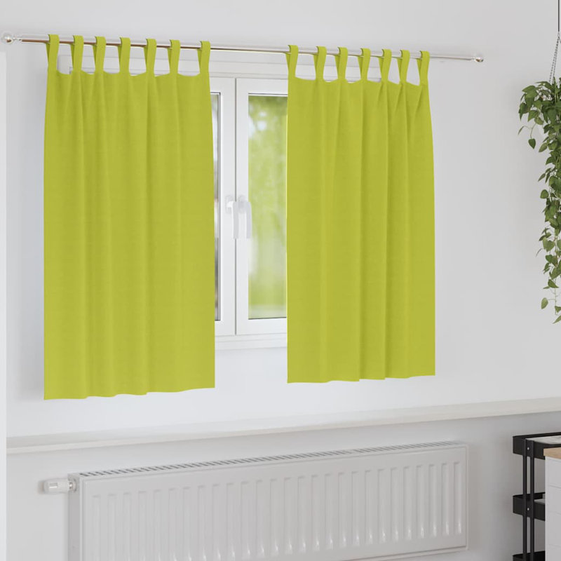 Curtains With Curtains 2 Pcs Polyester, 140cm Width x 140cm Drop, Green