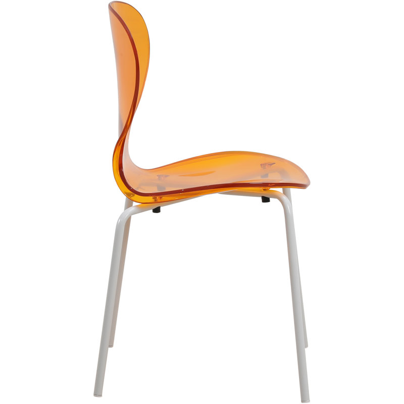 Chaise d'appoint de salle à manger empilable Edenfield, Orange transparent, 2, Blanc