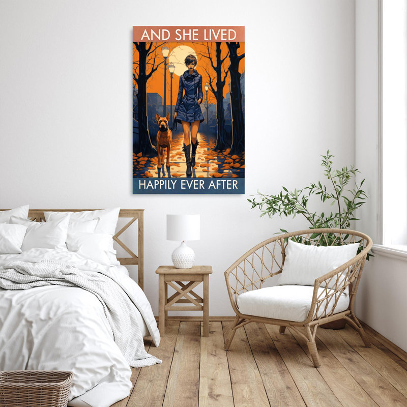 «Dog And She Lived Happily» sur toile, H 14 po x l 11 po x P 1,25 po