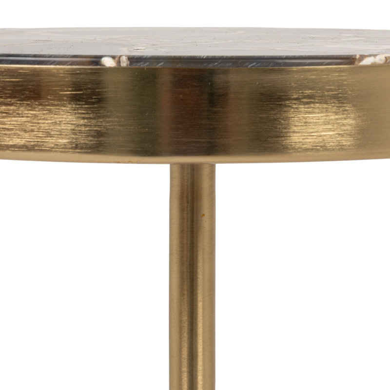 Table d'appoint ronde en métal avec plateau en marbre Sorrento