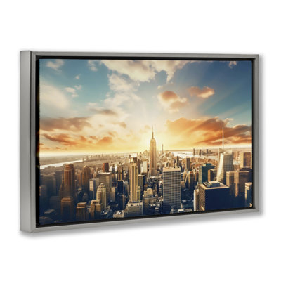 Golden Hour Cityscape Sunset Floating Frame, design by LSR Creative Studio
