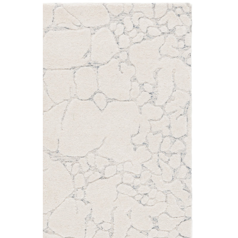 Geraurd 533 Hand Tufted Wool/Cotton Abstract Indoor Use Only Rug in Ivory/Gray, Runner 2'3" x 9'