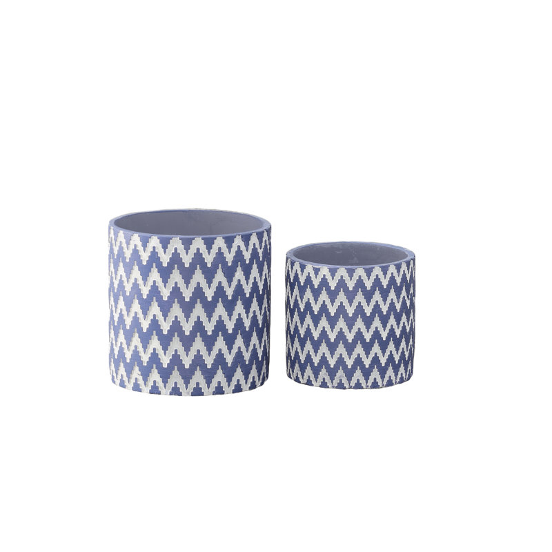 Ciment rond en ciment peint en bleu - H 5,00 po