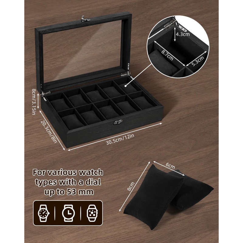 Wood Watch Box +, Black