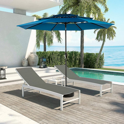 Parasol en aluminium à 3 niveaux à inclinaison automatique à 3 niveaux et parasol pour terrasse de table de marché (base non incluse)